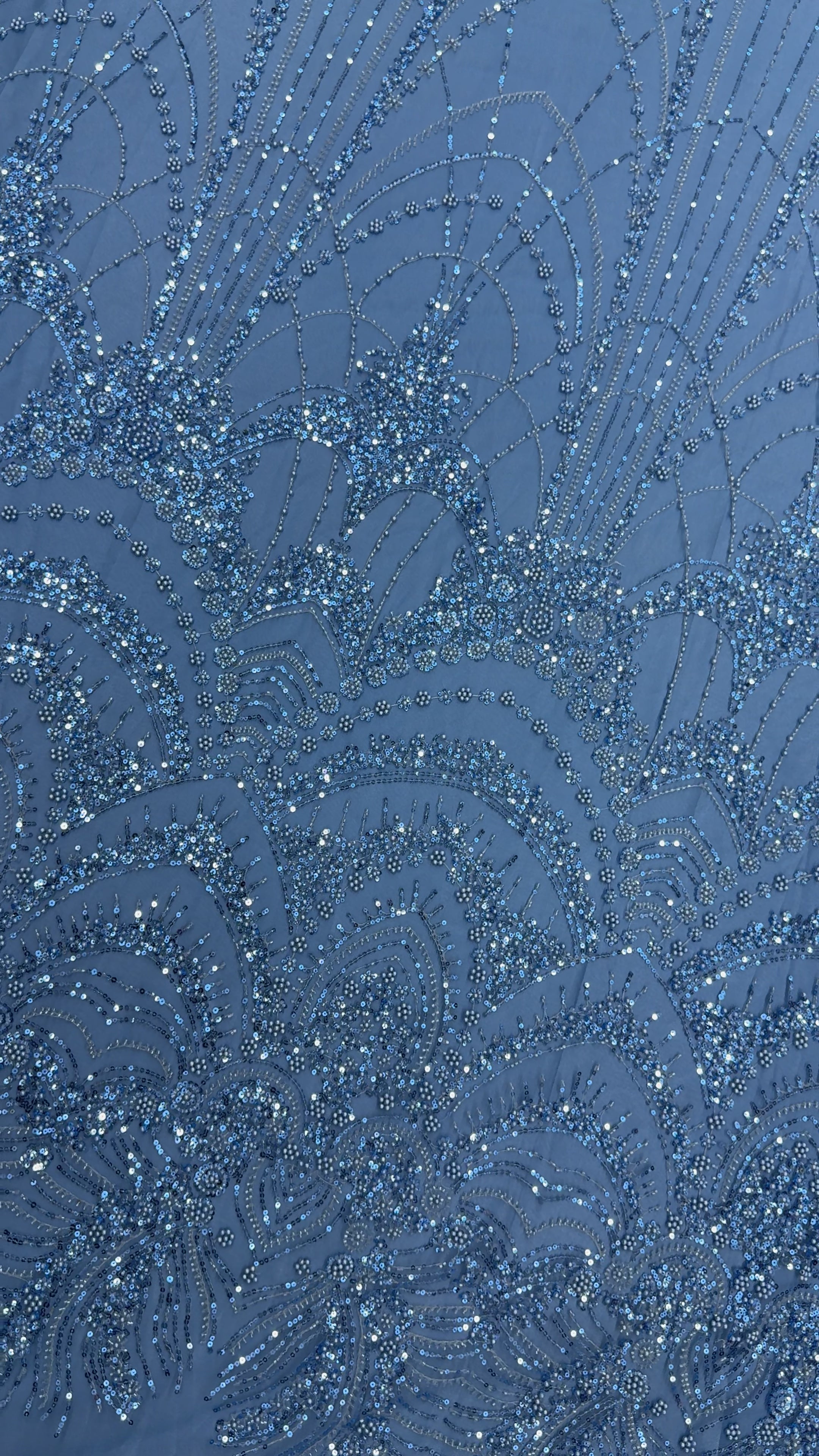 SKYLINE SERENITY NET BEADSWORK FABRIC BLUE