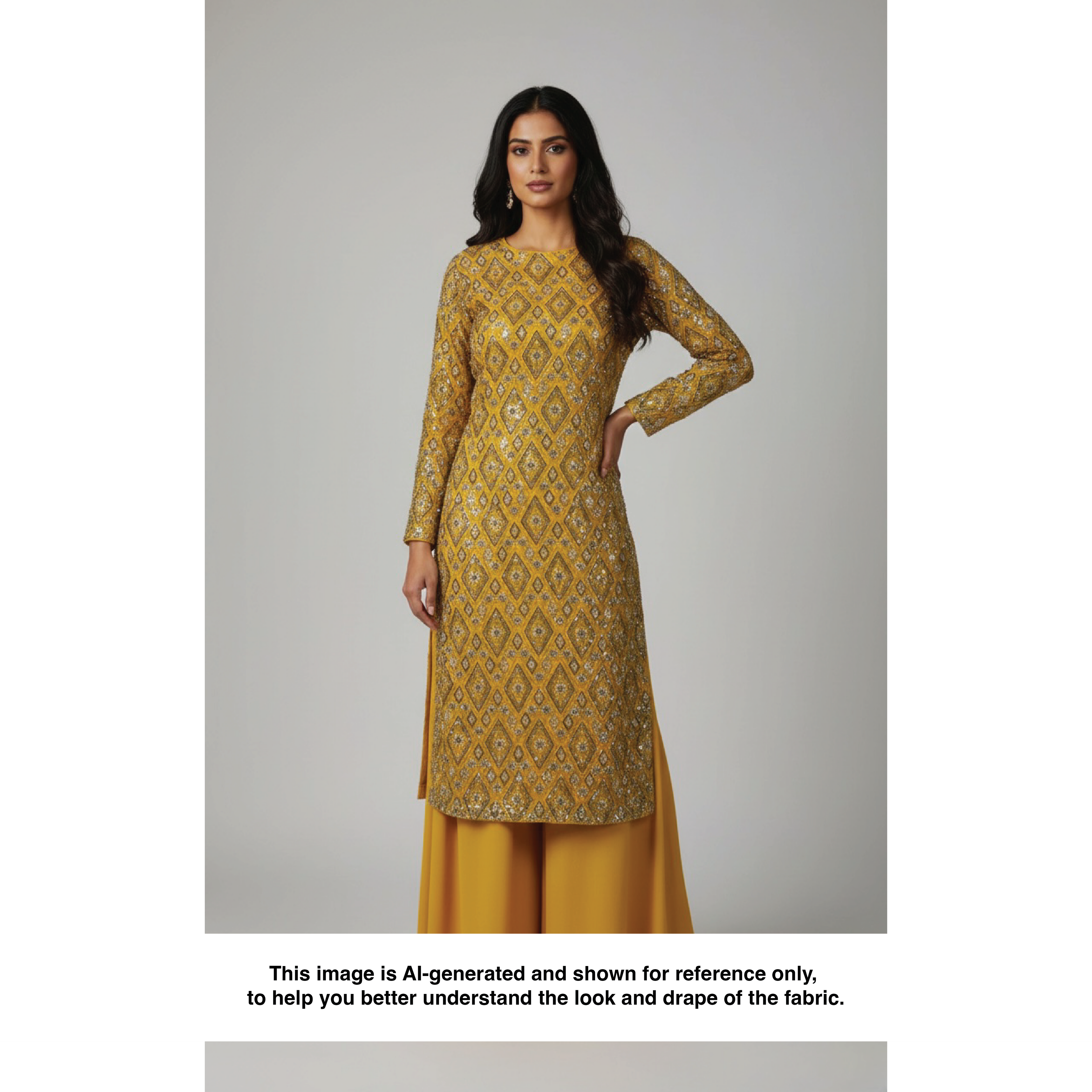 MARIGOLD PRISM NET BEADSWORK FABRIC MUSTARD